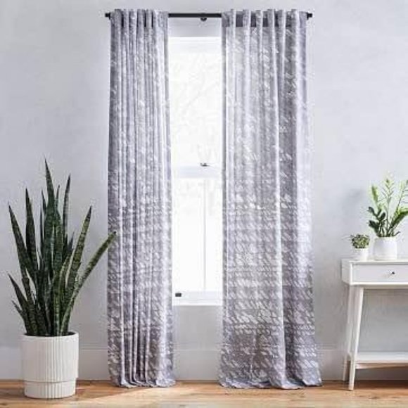 2 West Elm 48"x84" Stone Grey Slanted Dot Print Curtain. Set of 2 - Picture 1 of 7